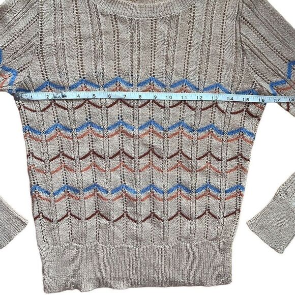 Vintage College Town Chevron Striped Scoop Neck Long Sleeve Lightweight Sweater - Picture 9 of 10